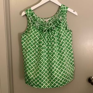 Banana Republic tank top, size Petite S, green & white